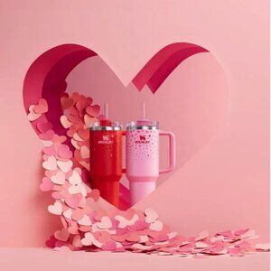 Stanley x Target Quencher 40oz Valentine's Day 2025 Set Pink Red Char Charms NWT